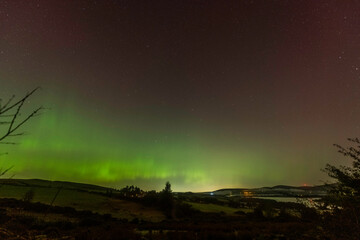 Northern lights above Blessington Lakes, County Wicklow, Ireland