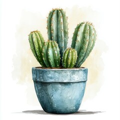 Cactus plant in the style of a watercolor painting