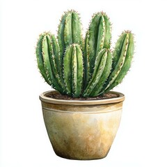 Cactus plant in the style of a watercolor painting