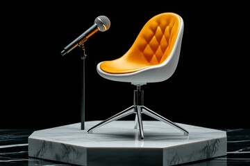 Witness box with microphone and chair, capturing the respectful and structured setting for testimony in court, symbolizing clarity and truth