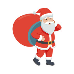 Santa Claus carrying a red sack of gifts festive illustration

