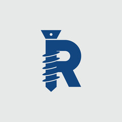 Screw Symbol With Letter R Logo