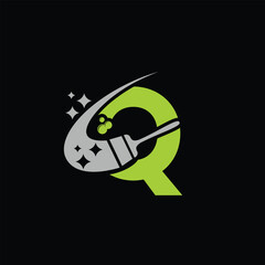 Printing  Brush Symbol With Letter Q Logo