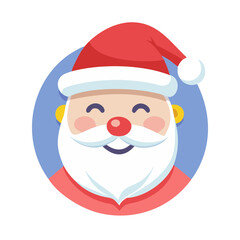 Smiling Santa Claus face in red hat icon