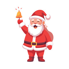 Smiling Santa Claus ringing a Christmas bell