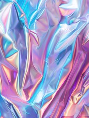 Fototapeta premium Luminous, iridescent metallic foil with vibrant colors and sparkling light reflections.