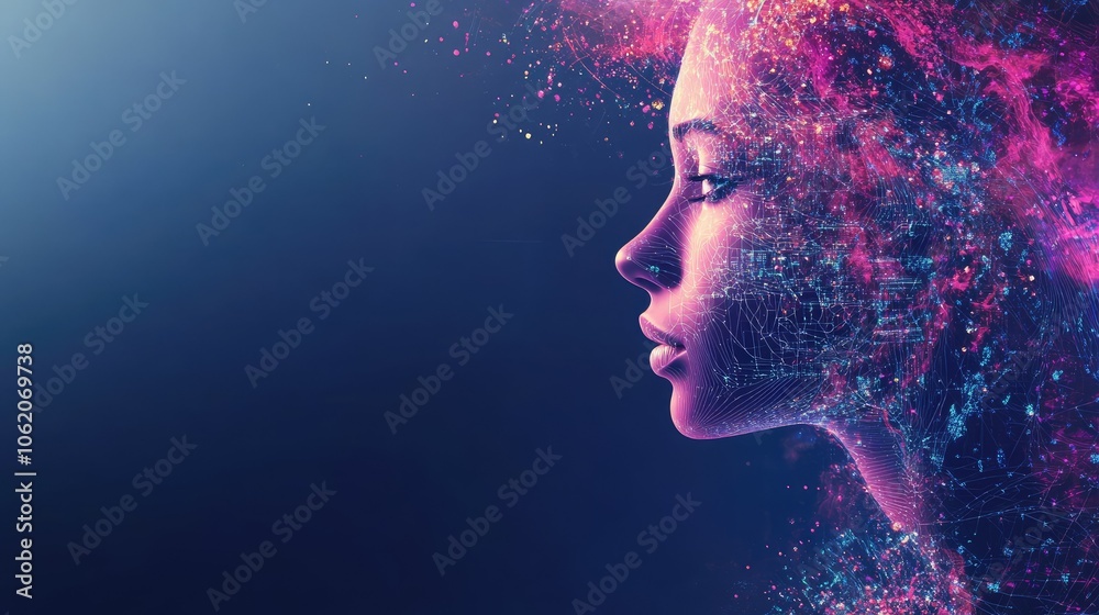 Poster A futuristic digital background showcasing abstract representations of AI and data networks, ideal for tech-focused marketing and presentations.
