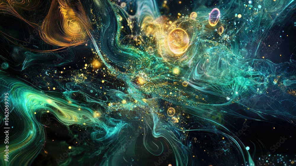 Poster A futuristic digital background featuring abstract designs for tech processes, highlighting neural networks and artificial intelligence themes.