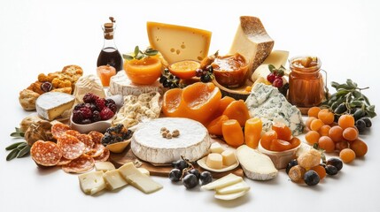 A luxurious dessert spread featuring aged Parmigiano-Reggiano cheese alongside sweet accompaniments like candied fruits and rich sauces, ideal for cheese lovers.