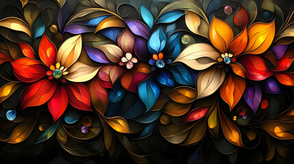 Abstract Floral Illustration with Vibrant Colors