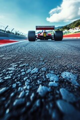 A race car accelerating down a track.