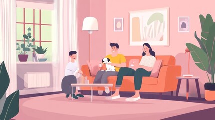 Family Gathering in a Cozy Living Room
