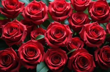 A lot of beautiful red roses. 