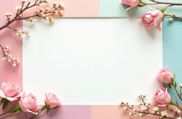 Pastel colors beautiful frame with free place for text