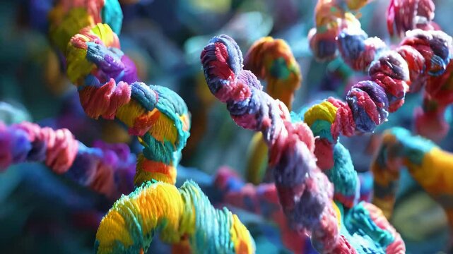 Vibrant Chromosomes: An up-close view of chromosomes, with their distinct bands of colors, highlighting their unique structure under a microscope
