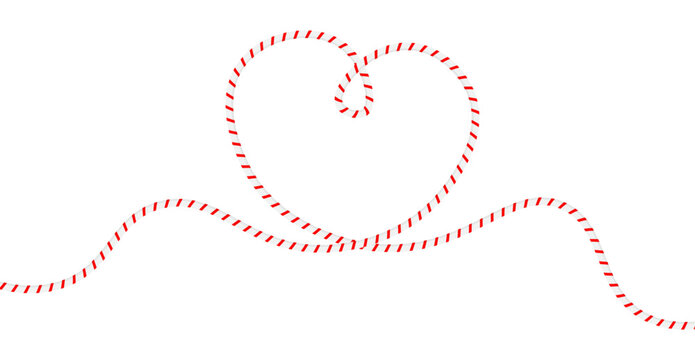 Heart rope Christmas border card line love design vector