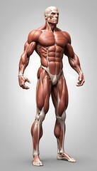 Detailed Illustration of Human Muscles for Educational Purposes, Perfect for Medical and Physiological Illustrations