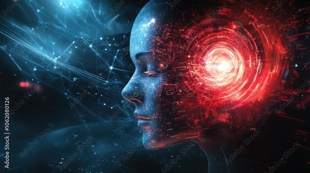 Poster A visually appealing digital background representing artificial intelligence and neural networks, perfect for tech and education themes.