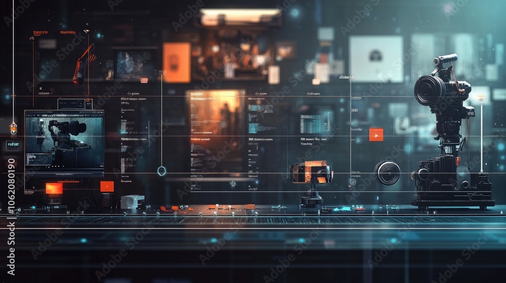 Poster a visually engaging timeline highlighting the evolution of video editing software tools, perfect for