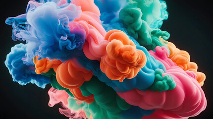 Obraz premium An abstract, colorful cloud of swirling smoke-like forms.