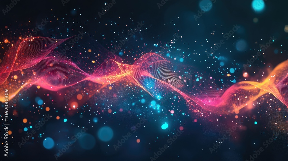 Aufkleber A visually striking digital backdrop filled with vibrant colors and abstract tech elements, emphasizing the innovative nature of AI and data technologies.