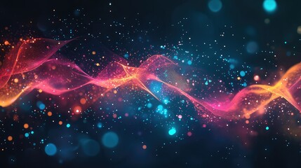A visually striking digital backdrop filled with vibrant colors and abstract tech elements, emphasizing the innovative nature of AI and data technologies.