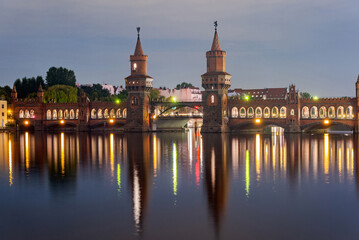 Berlin, Germany at the Oberbaum Bridge over the Spree River