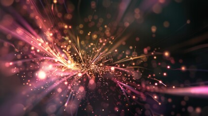 Fototapeta premium Brilliant fireworks exploding in the night, symbolizing new opportunities, captured dynamically with wide-angle lens, featuring ample copy space.