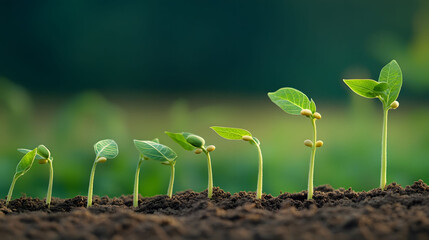 Fototapeta premium Young Plant Sprouting from the Soil Representing New Growth and Nature