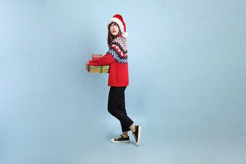 Woman wearing Santa hat