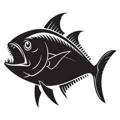 Fototapeta premium Piranha Logo Icon Silhouette Vector Style Black and White