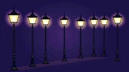 Elegant Street Lamps Lining a Calm Pathway