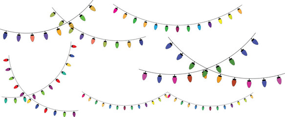 Seamless border Christmas holiday lights. Christmas lights bulbs. Christmas lights bulbs. Vector eps10