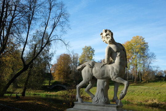 centaur statue in autumn park, Pavlovsk