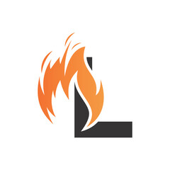 Initial letter logo with fire creative concept Premium Vector
