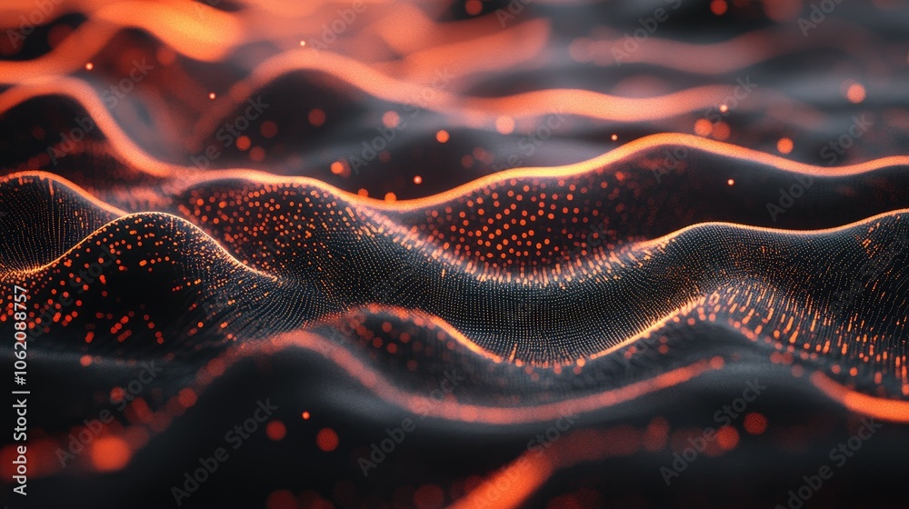 Poster Abstract tech waves in wireframe style, perfect for science and innovation presentations