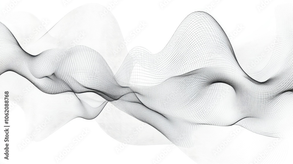 Poster Abstract tech waves in wireframe style, perfect for science and innovation presentations
