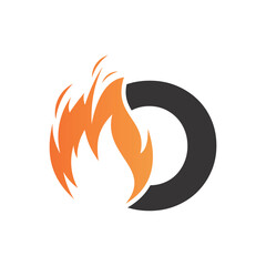 Initial letter logo with fire creative concept Premium Vector