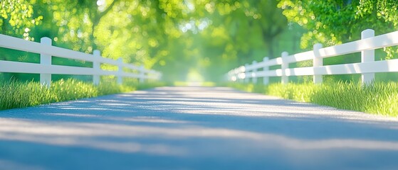 Fototapeta premium A road with a white fence on both sides