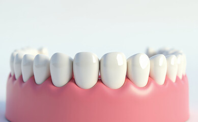 3D teeth with gums on a white background