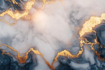 Abstract Swirls of Gray and Gold in Liquid Marble Texture