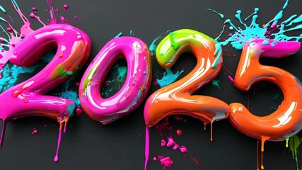 Colorful "2023" balloons in vibrant shades, decorated with festive lights, capturing the excitement of New Year's celebrations.
