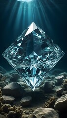 Obraz premium Stunning Underwater Crystal Diamonds Captured in Glorious Detail for Use in Marketing, Websites, or Art Projects