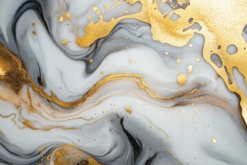 Fototapeta premium Abstract White, Black, and Gold Swirls with Glitter