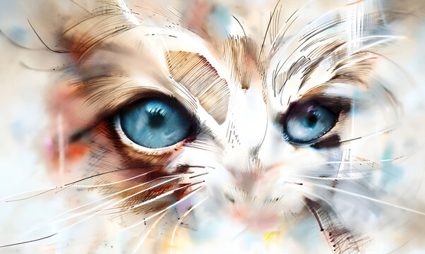 portrait  a cat  eyes  Generative AI