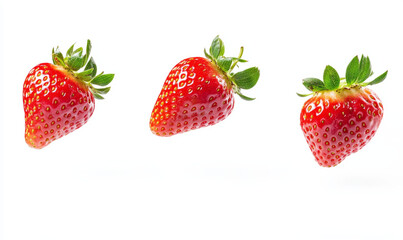 Vibrant fresh strawberries on a plain background