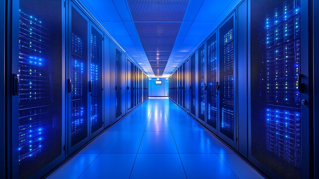 Secure Server Room Data Center With Advanced LED Illumination