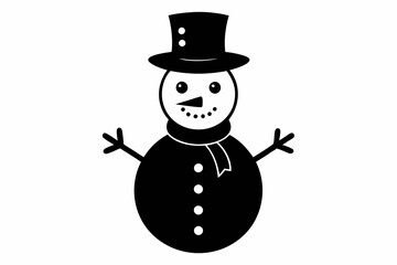 
Christmas snowman silhouette, Christmas black snowman icon vector
