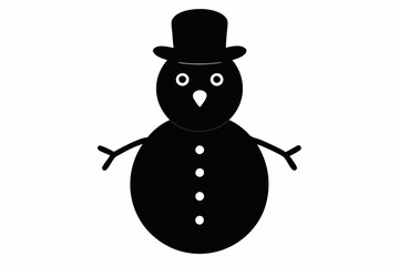 
Christmas snowman silhouette, Christmas black snowman icon vector
