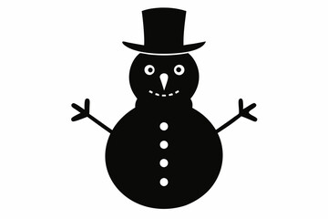 
Christmas snowman silhouette, Christmas black snowman icon vector
